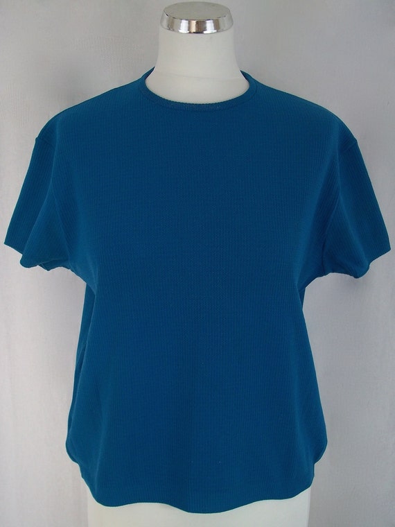 Vintage 1960's Dark Aqua Blue Bri Nylon Fitted T-Shirt