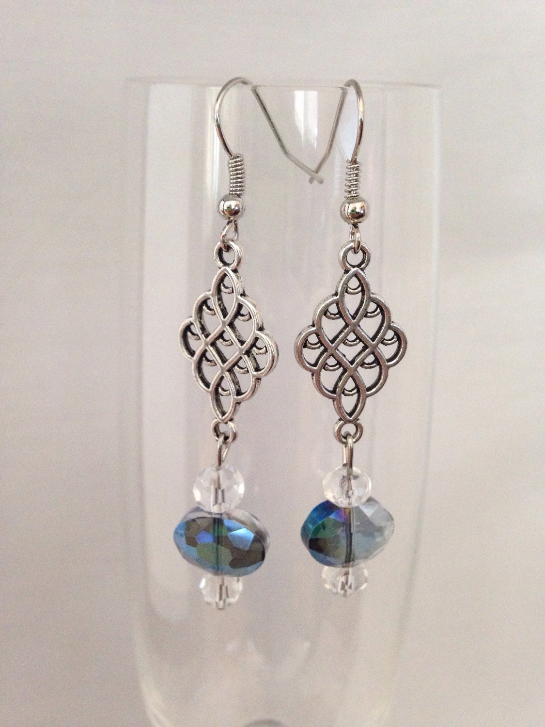 Blue dangle earrings blue earrings blue drop earrings blue