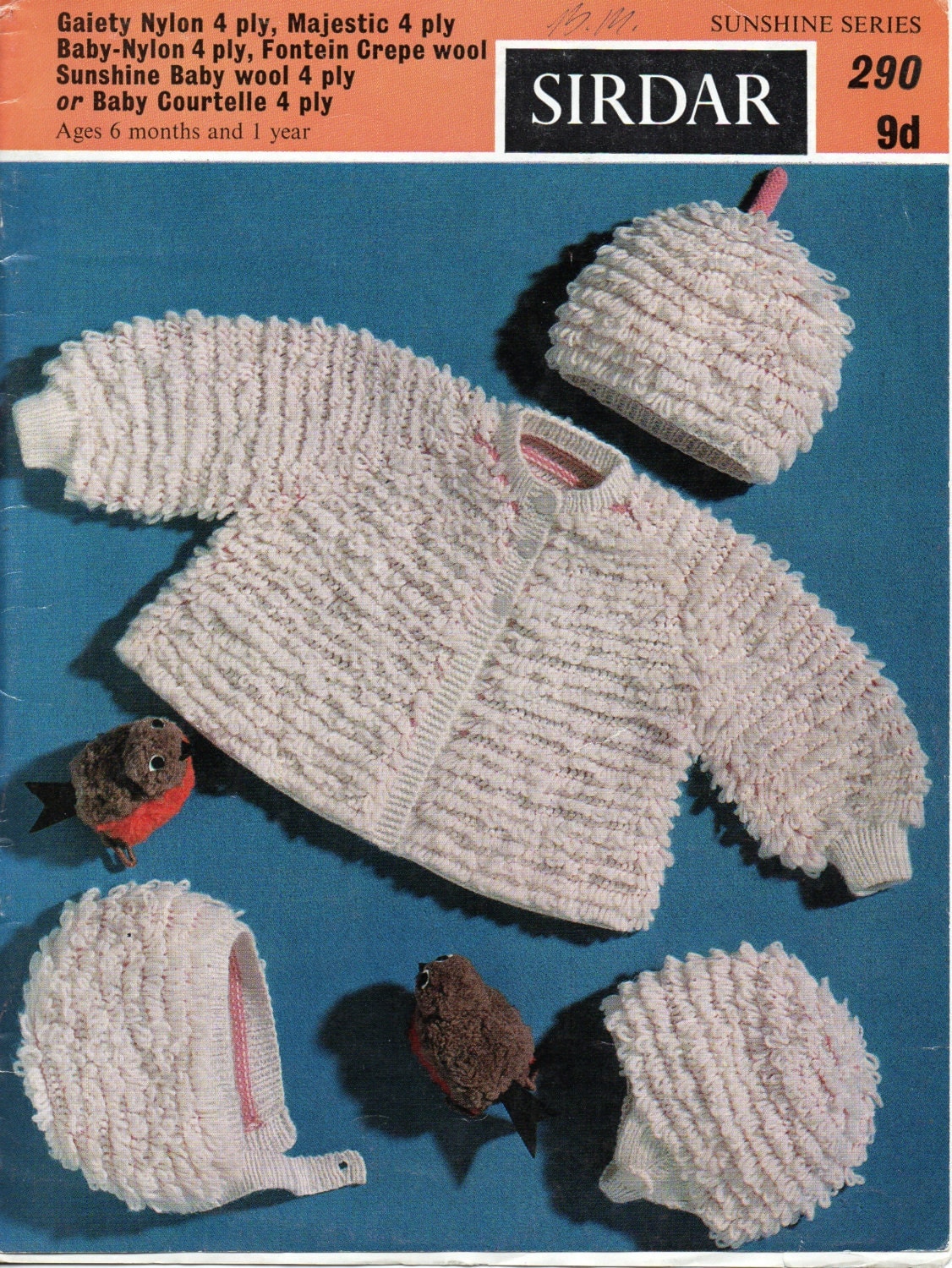 Vintage baby loopy coat hat knitting pattern PDF loop stitch