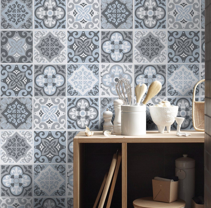  Tile  Stickers  Tile  Decals  Backsplash  Tile  Vintage Blue