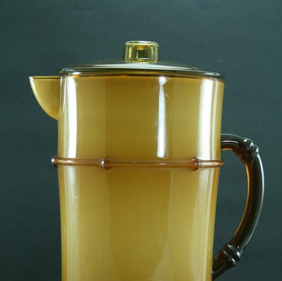 Retro Bamboo Pitcher. Retro Barware. Vintage Plastic Pitcher.