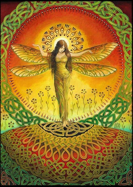 Dragonfly Goddess Art Celtic Pagan Fairy Queen by EmilyBalivet