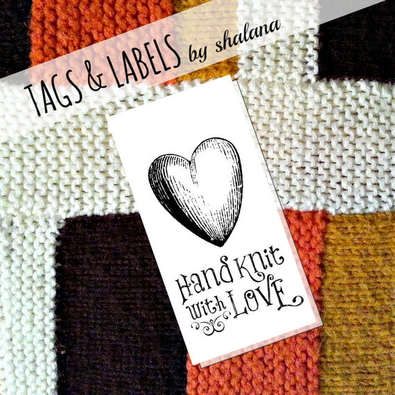Printable PDF Tags or Labels Hand Knit with Love