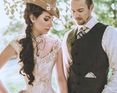 Steampunk Wedding Dress - Off the Shoulder Gown- Corset Bustle Skirt- "Victorian Beauty" Custom to Order - Petite to Plus size