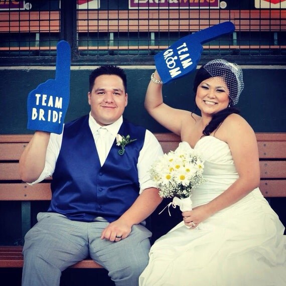 Photobooth Props Royal Blue Team Bride & Team Groom Foam