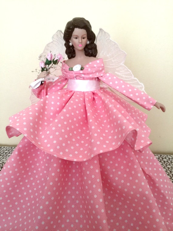 Angel Tree Topper Pink Polka Dot Gift by