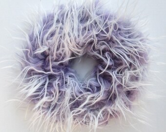 Furry Scrunchies Purple Fur Hair Scrunchie Boho Hippie Hair Accessories Cuff Bracelet Fuzzy Hair Band Fluffy Hair Tie 90s Fur Bracelet