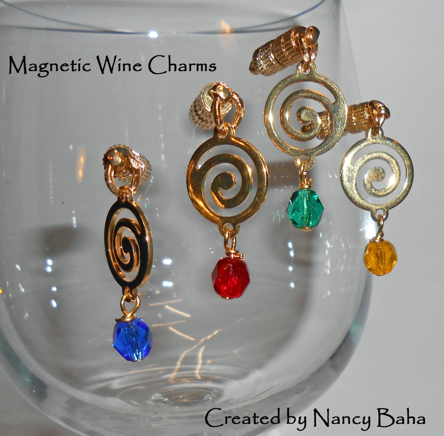 Celtic Spiral Crystal Wine Glass Charms Wine Charms