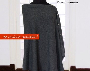 Custom made pure cashmere poncho with buttons / Pure cashmere poncho / Pure cashmere shawl / Pure cashmere scarf
