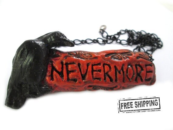The Raven nevermore  Edgar allan poe jewelry raven necklace gothic wedding victorian gothic literary jewelry writer gift gothic jewelry