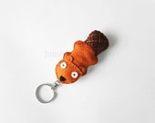 Beaver keychain plush, cute animal key ring, woodland stuffed animal keychain, funny accessory, gift idea for teens, back to school