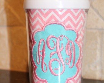 Light Pink Chevron Monogram Sippy Cup - Personalized w/ Name or Monogram - SIPPY or STRAW Top options