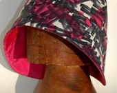 Modern pink cloche hat made of vintage 60's fabrics