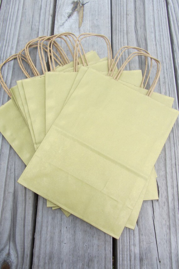 20 Pack- Metallic Gold Kraft Shopping Bag 8x4x10