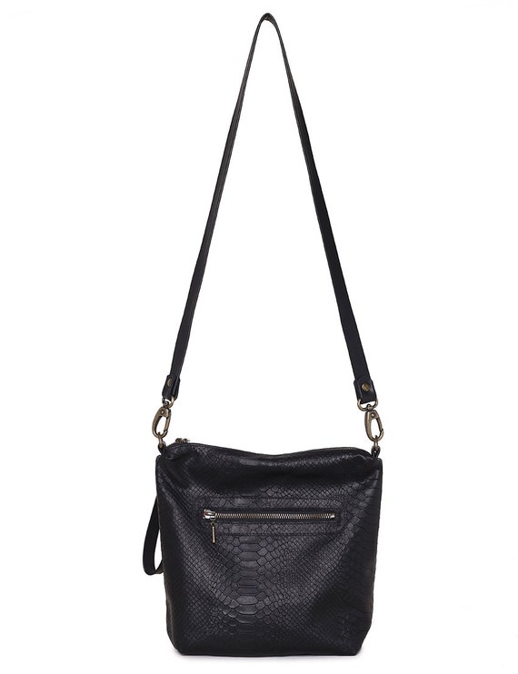 black snakeskin shoulder bag