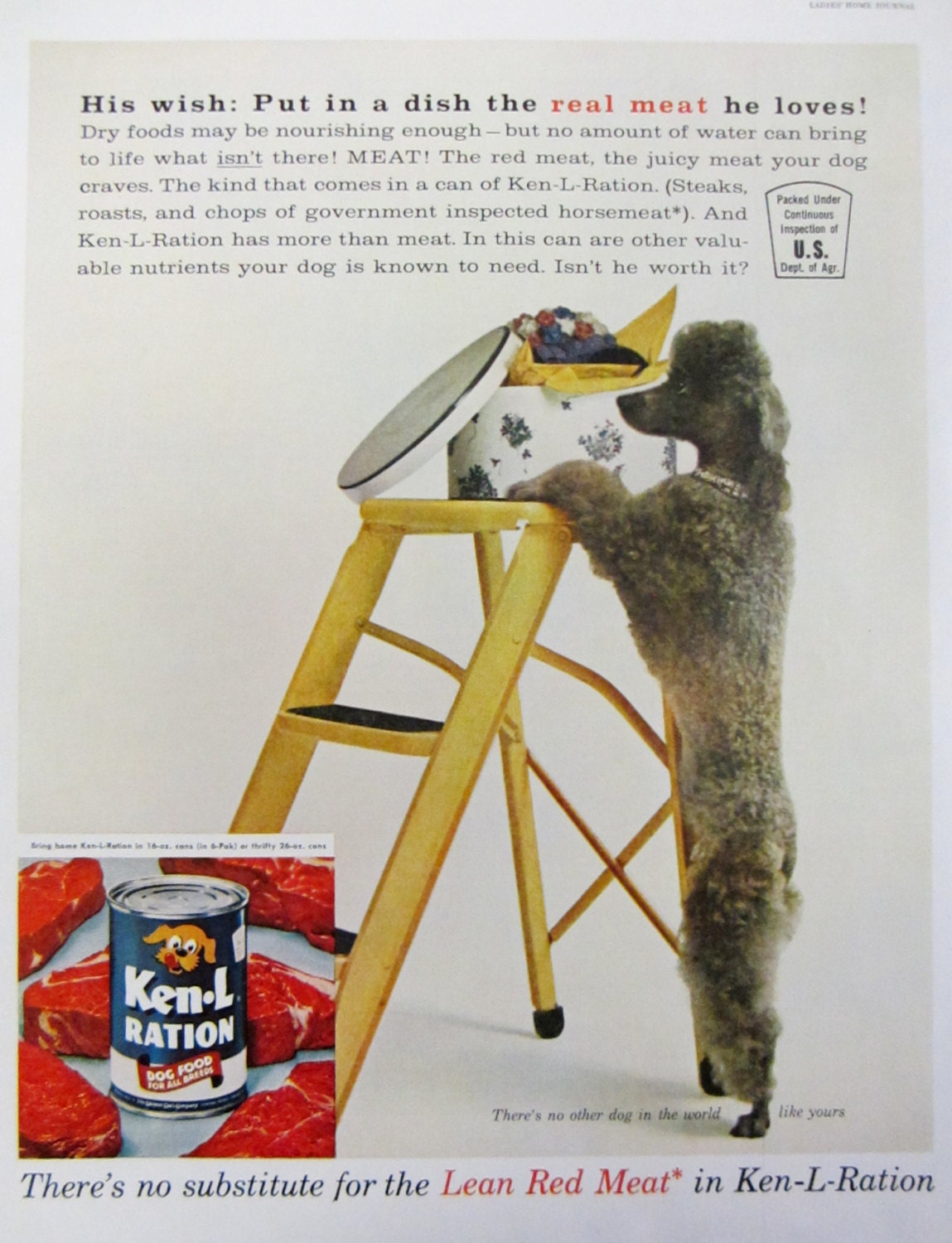 1961 Ken L Ration Dog Food Vintage Advertisement Pet Wall Art