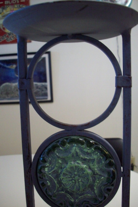 Metal Partylite Pillar Candle Holder/ by UpcycledCottageDecor