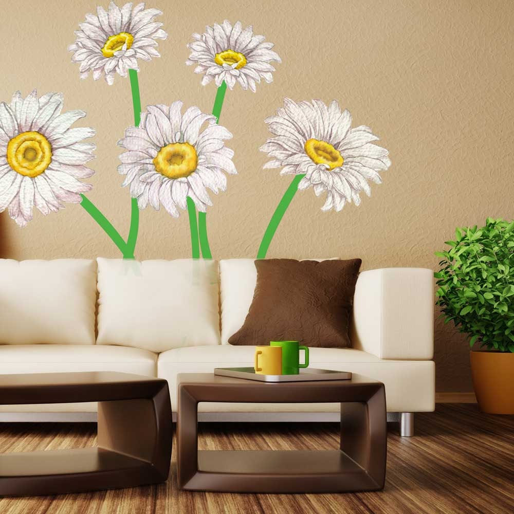 Daisy Watercolor Wall Decal Kit Flower Wall Decal Reusable