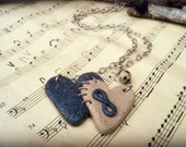 Granite Grey Beige Hearts necklace,Polymer Clay Heart necklace,Eternal Love necklace,January Birthstone, Modern Polymer Clay necklaces,Love