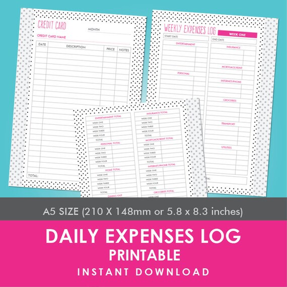 daily expenses printable