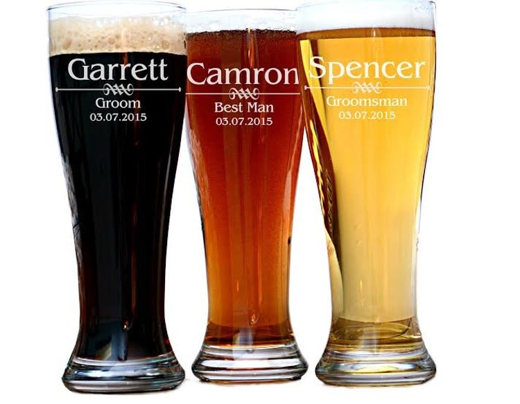 Groomsmen Gift Personalized Beer Glasses Custom by UrbanLoftTampa