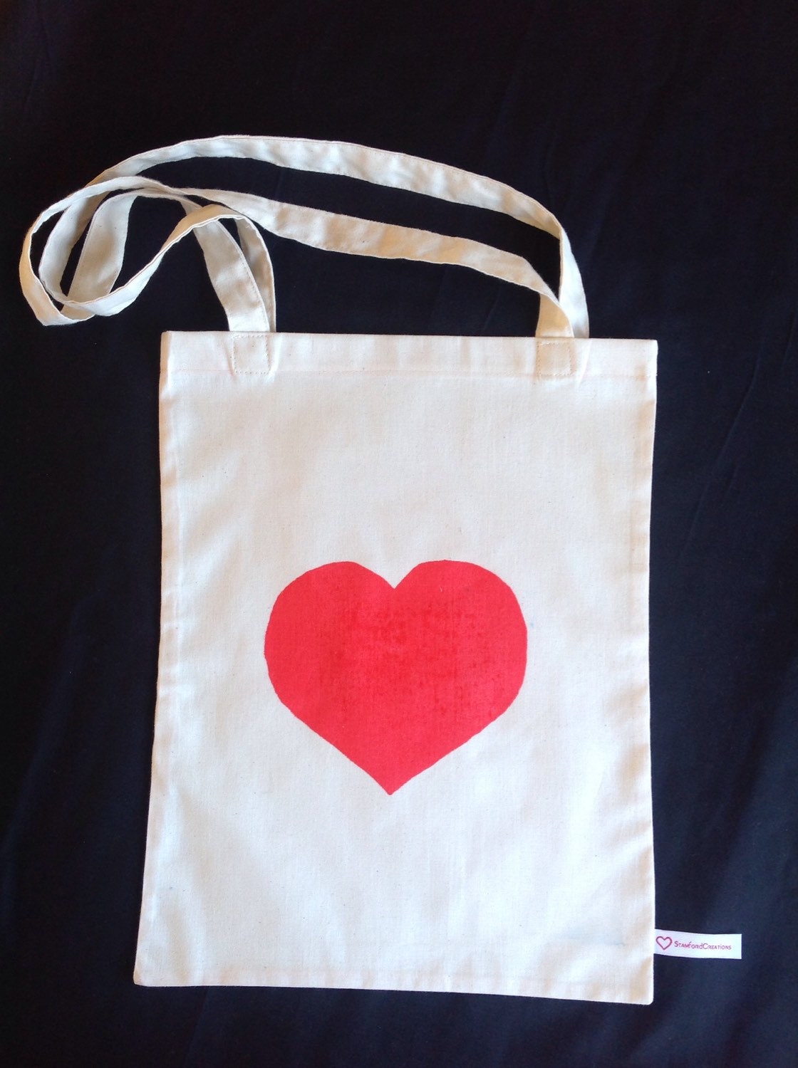 Screen print handmade cotton tote bag by StamfordCreations on Etsy