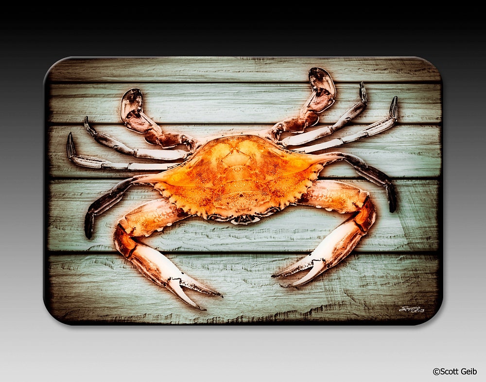 Steamed Blue Crab Tempered Glass Cutting Board Trivet or