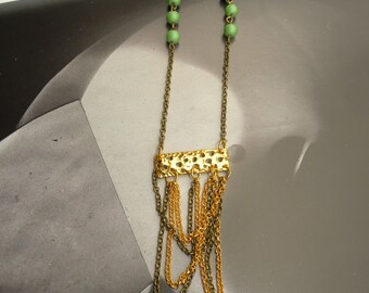 Items similar to Fringe Stone and Antique Brass Chain Necklace on Etsy