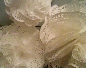 Cute paper doily pom poms - variety of pack sizes