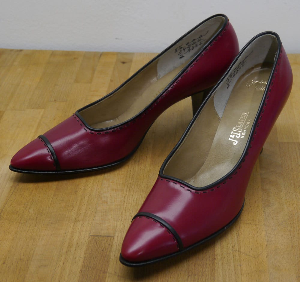 J&amp;J Slater 81/2 AAA narrow red leather high heels NICE