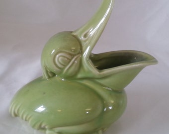 Green Pelican Planter Souvenir Perry's Gift Shop Weeki Wachee Springs Florida