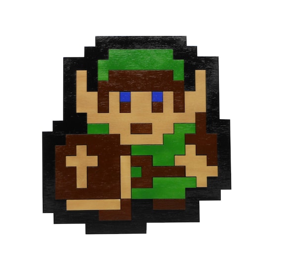 8 Bit Link from NES Legend of Zelda Wall Art Video Game Decor