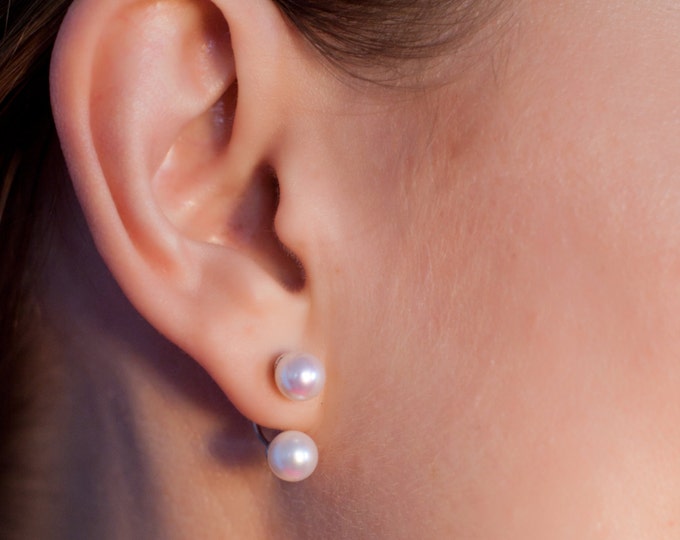 Pearl earrings Silver pearl earrings Gold pearl earrings White pearl Black pearl Gift idea Bridesmaid earrings