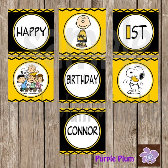Personalized - Charlie Brown Banner -Snoopy Party - First Birthday ...
