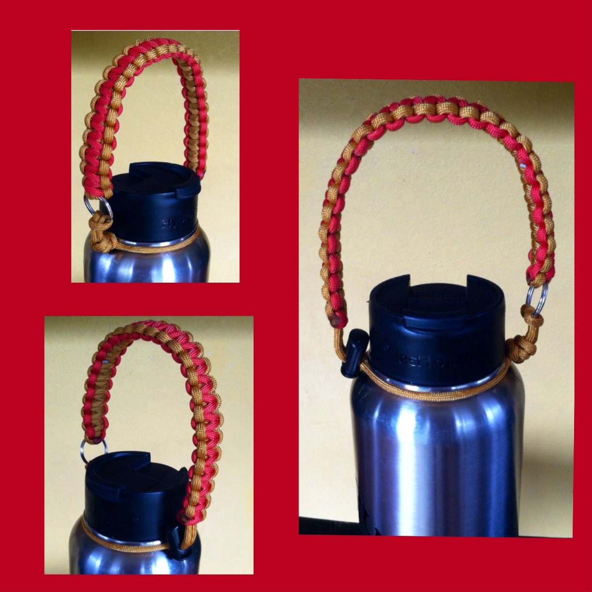 Wide mouth water bottle handles made with by HandyCreationsbyGina