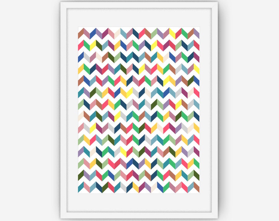 Chevron Wall Art Colored Chevron Chevron Print Arrow Wall