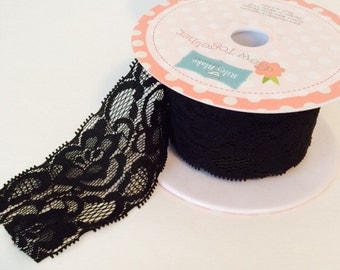 SALE!! 2" Lace Elastic- Riley Blake Designs- 10 Yards Black (full Spool)