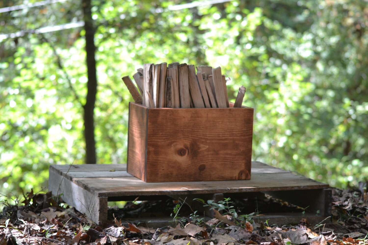 Kindling Box Large Wooden Storage Box Utility Box for