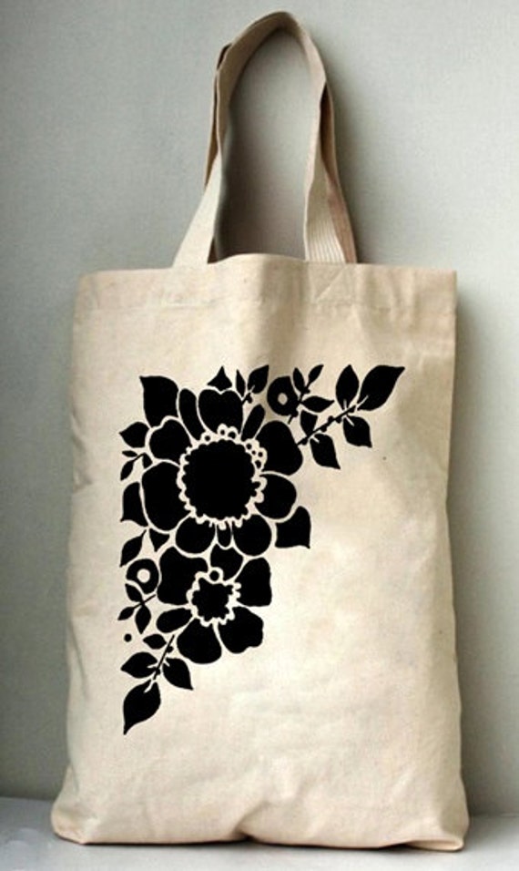 Floral Screen Bags Printed Cotton Canvas Tote Bag.