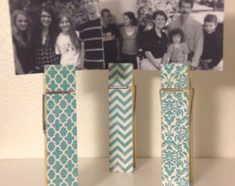 6" clothespin reversible photo holder, recipe holder, your choice of colors