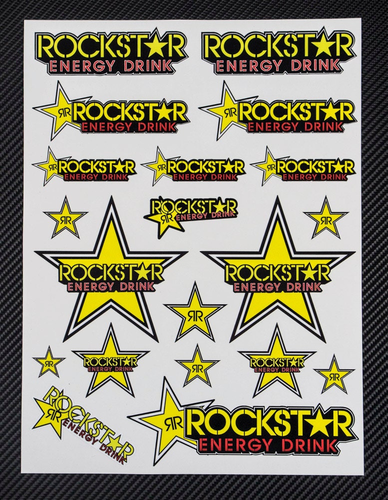 Rockstar Energy drink decals set 9x12 in. sheet 20 stickers
