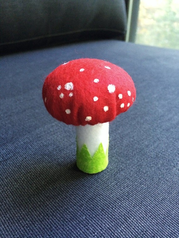 Mushroom Pin Cushion Handmade toadstool fungi red felt by KillerBB