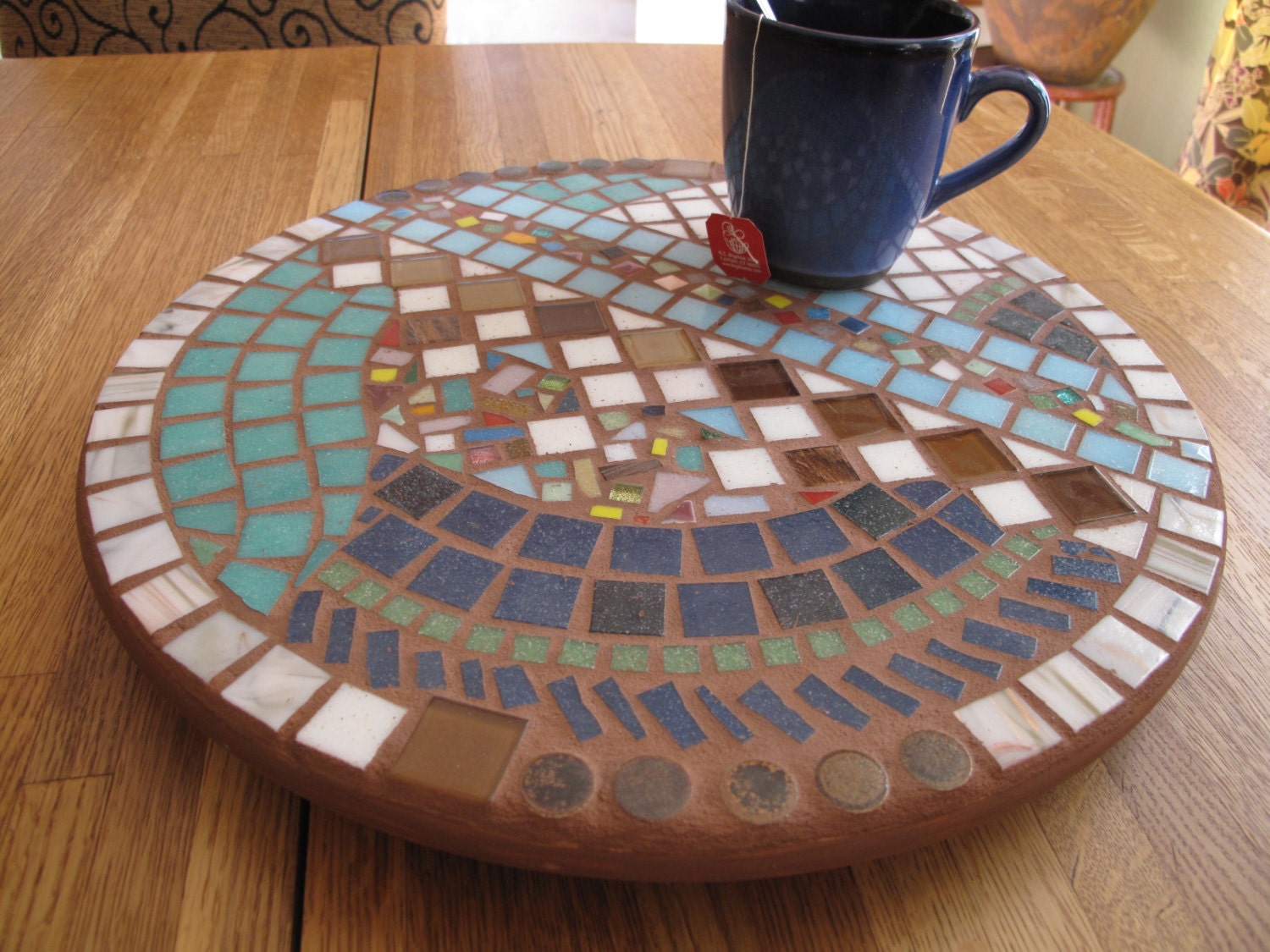 Lazy Susan with mosaic. Unique oneofakind by JosaicsAZ on Etsy