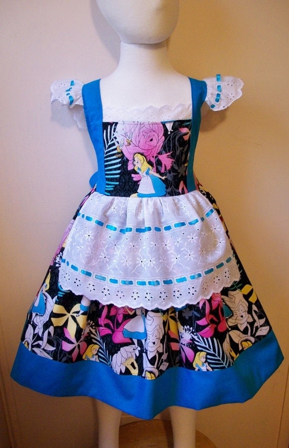 Handcrafted Alice in Wonderland Pinafore by LilPeachesBoutique