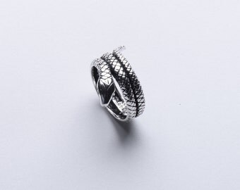 Sterling Silver Snake Rope adjustable Ring