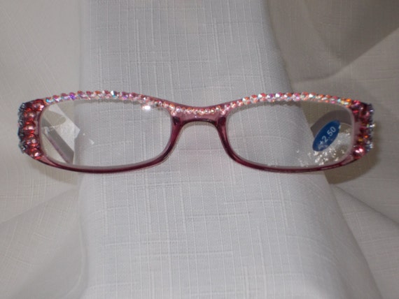 pink rhinestone reading glasses