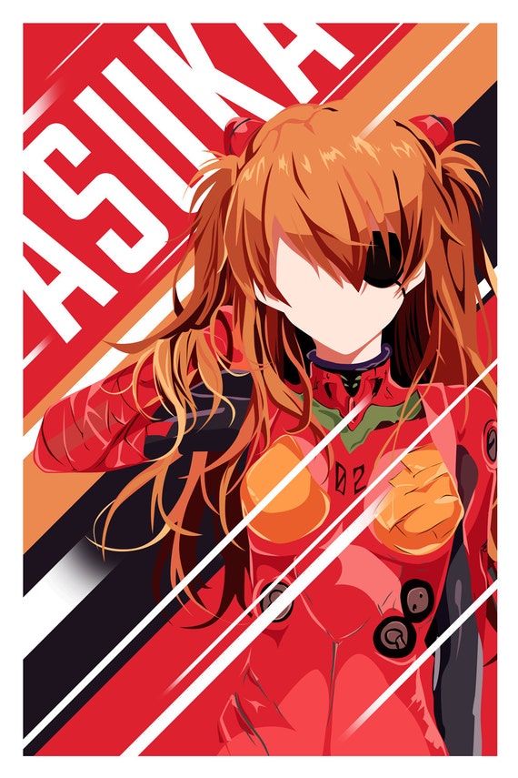 Neon Genesis Evangelion Asuka Graphic Poster By Curledpawcreatives