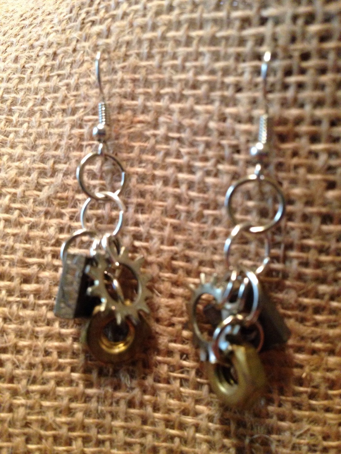 Nuts & Bolts Earrings by WmsptBeadsOnAWire on Etsy