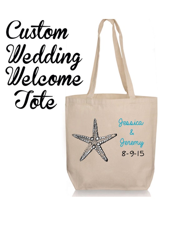 Personalized Custom Beach Wedding Welcome Canvas Tote Bag