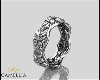 Gold Diamond Flower Ring, Designer Engagement ring,Anniversary Ring ...